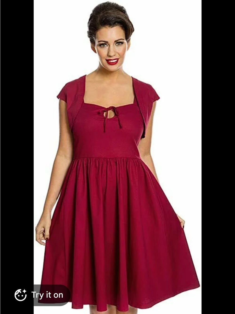 Lindy Bop Libby dark red swing dress and bolero set size 10